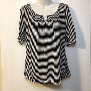 WHBM Black and White Striped Shirt